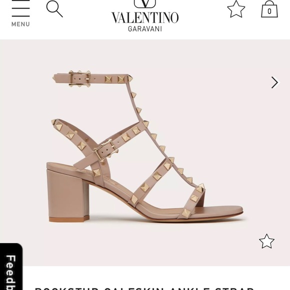 Valentino Garavani Shoes - ROCKSTUD CALFSKIN ANKLE STRAP
SANDAL 60 MM Poudre/Nude. Size 41 (10.5 US)